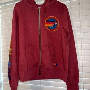Aviator Nation Red Hoodie with Multicolor Logo